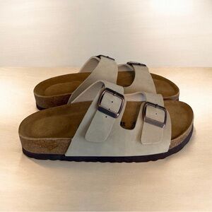 Cushionaire Lane Cork Footbed Sandals - Stone/Taupe - Size 7